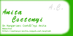 anita csetenyi business card